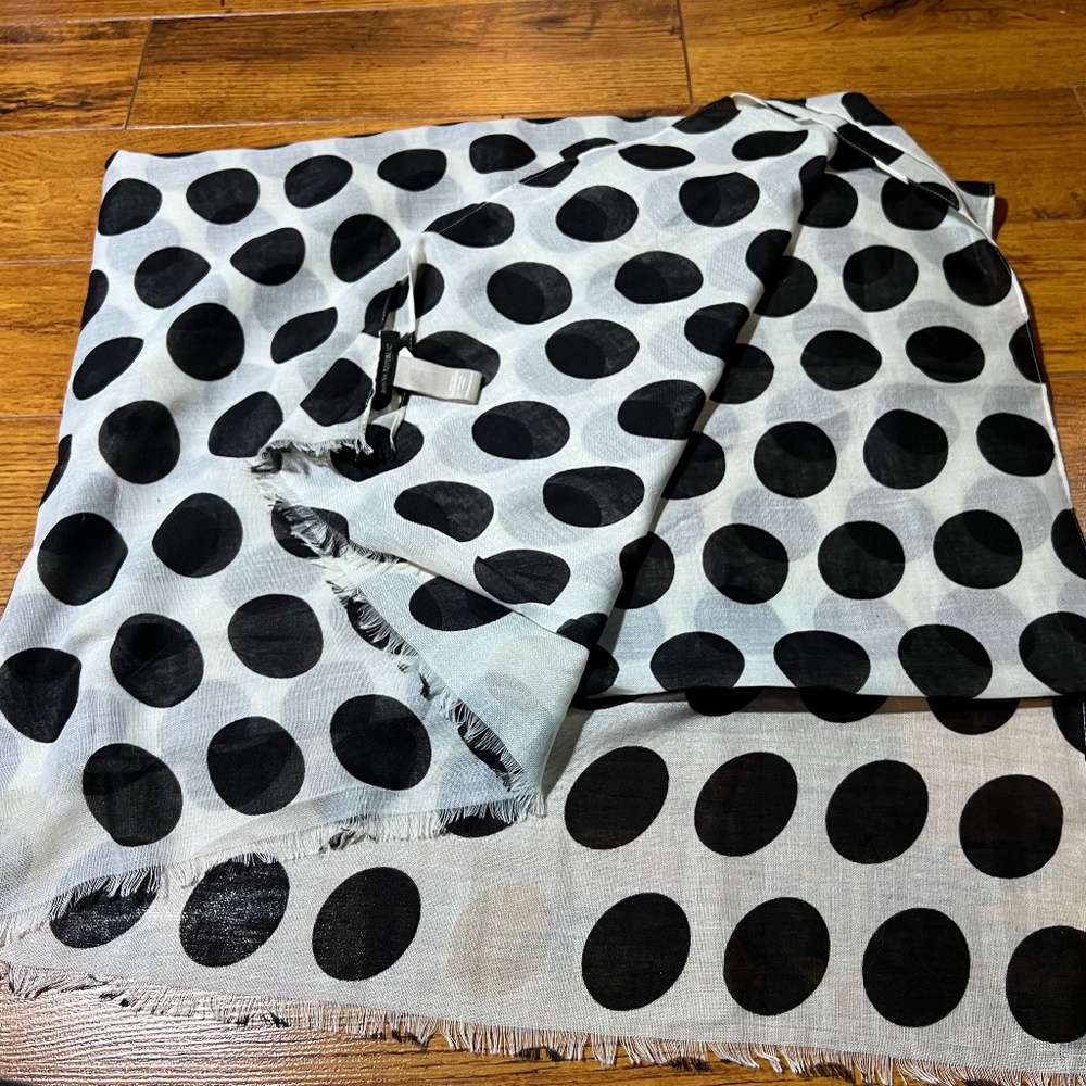 Banana Republic Dolores Scarf Polka - White & Black w/Tan dot